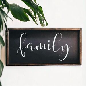 Wooden Family Sign with Black and White Design, Home Staging  16.5 x 8 inches